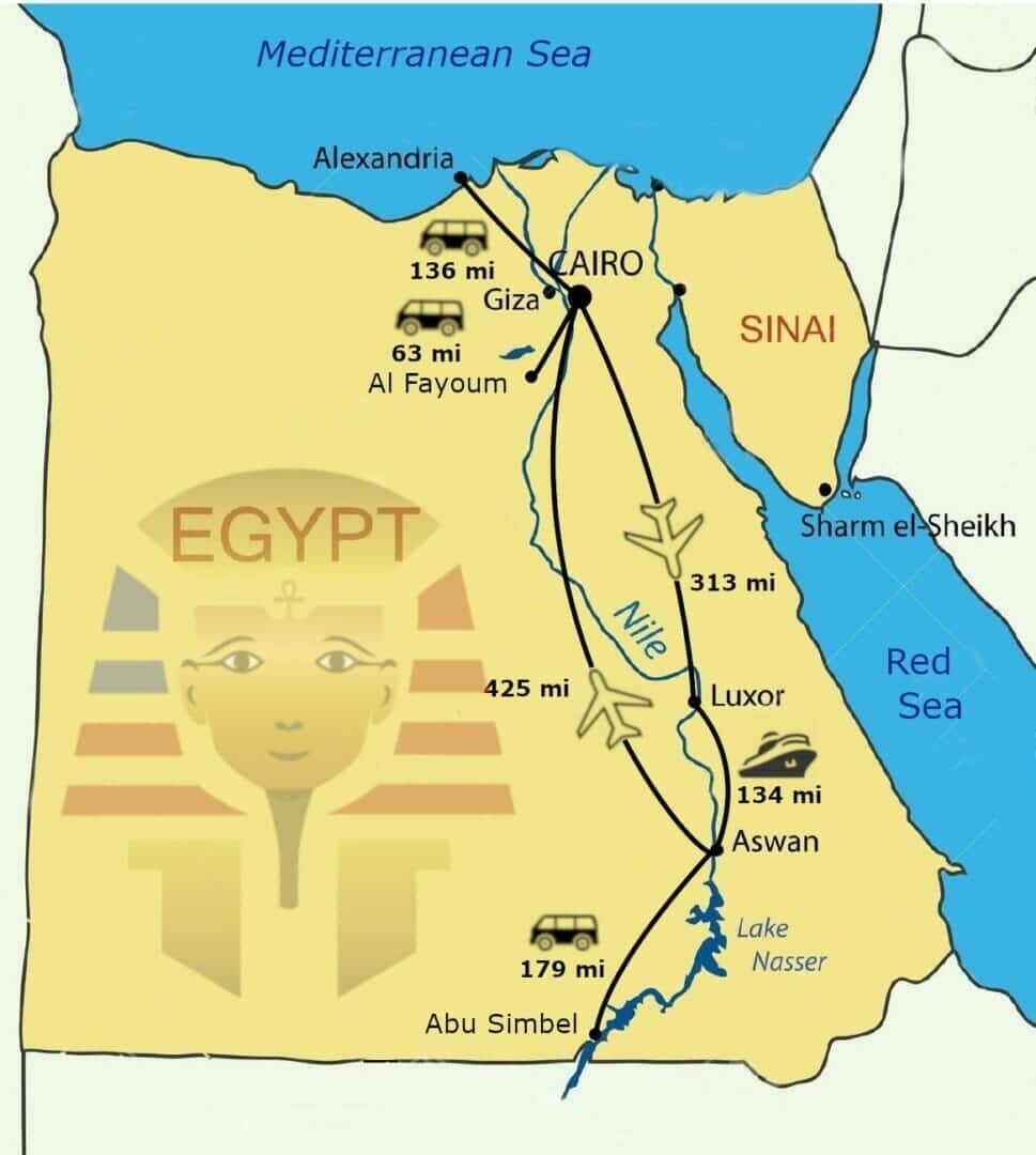 Eternal Egypt 12 days-Map