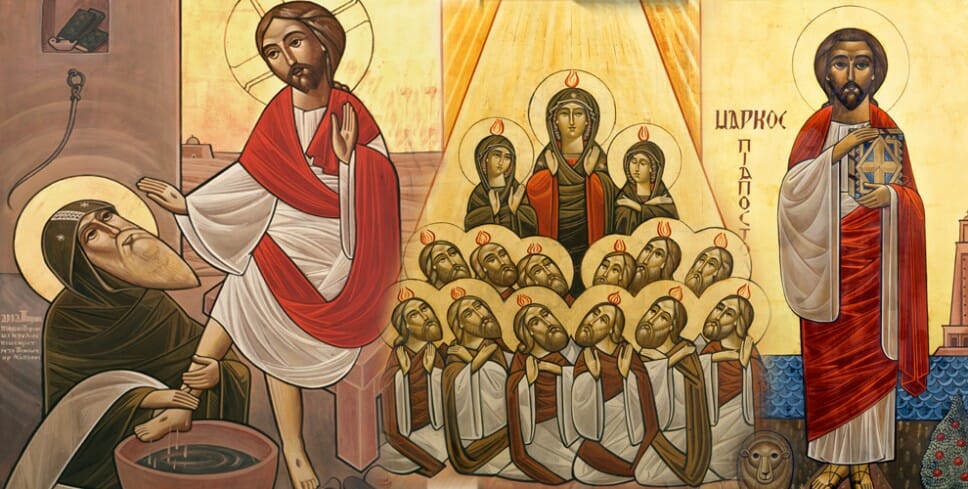 Saint Bishoy with Jesus