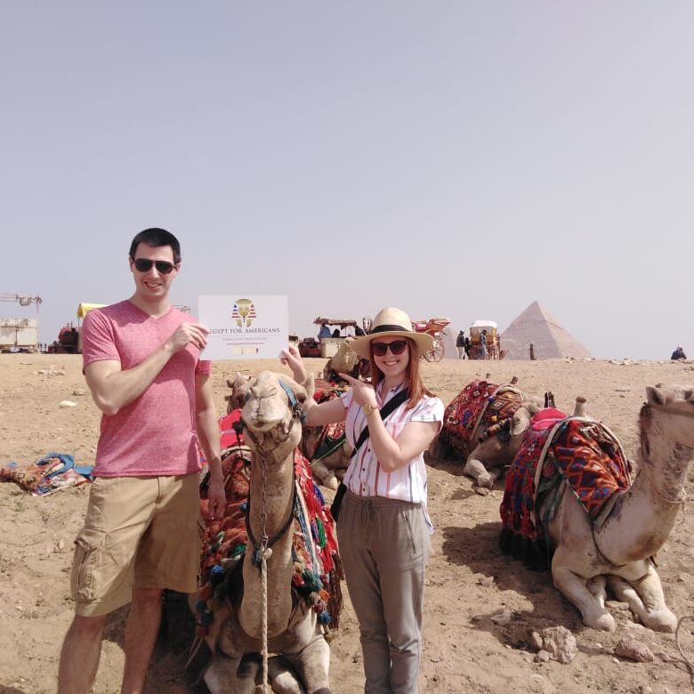 Simon Family camel ride at the pyramids Egypt