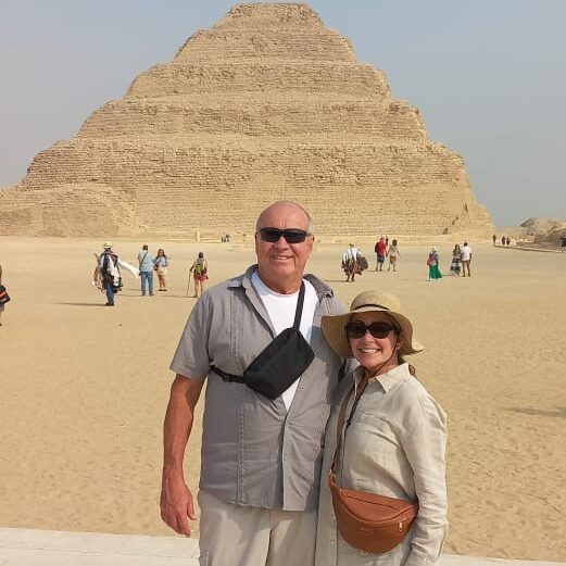 calvert in Saqqara step pyramid with EGYPT FOR AMERICANS